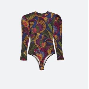 Farm Rio Dotted Macaws Knit Body Suit Size X-Large Excellent Condition